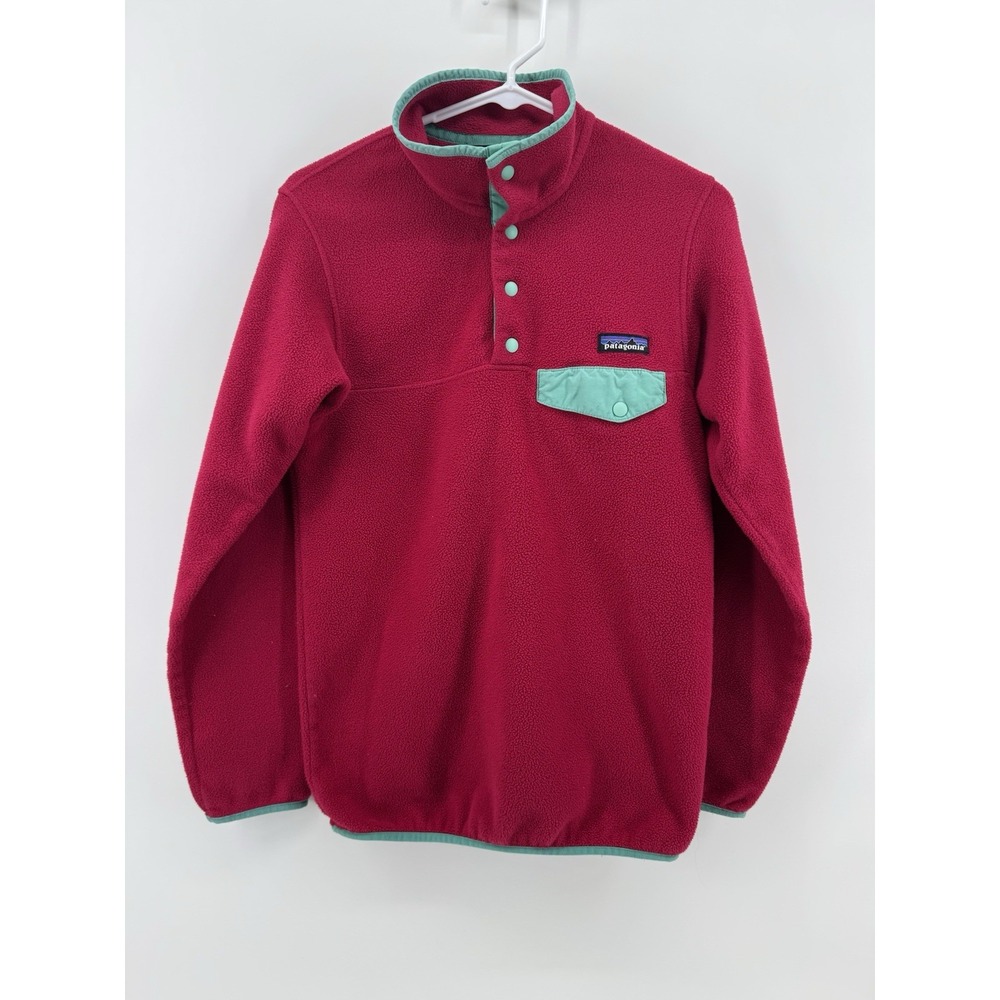 Patagonia Synchilla Fleece Jacket Women's Size XS Pink Teal Sweater 25455